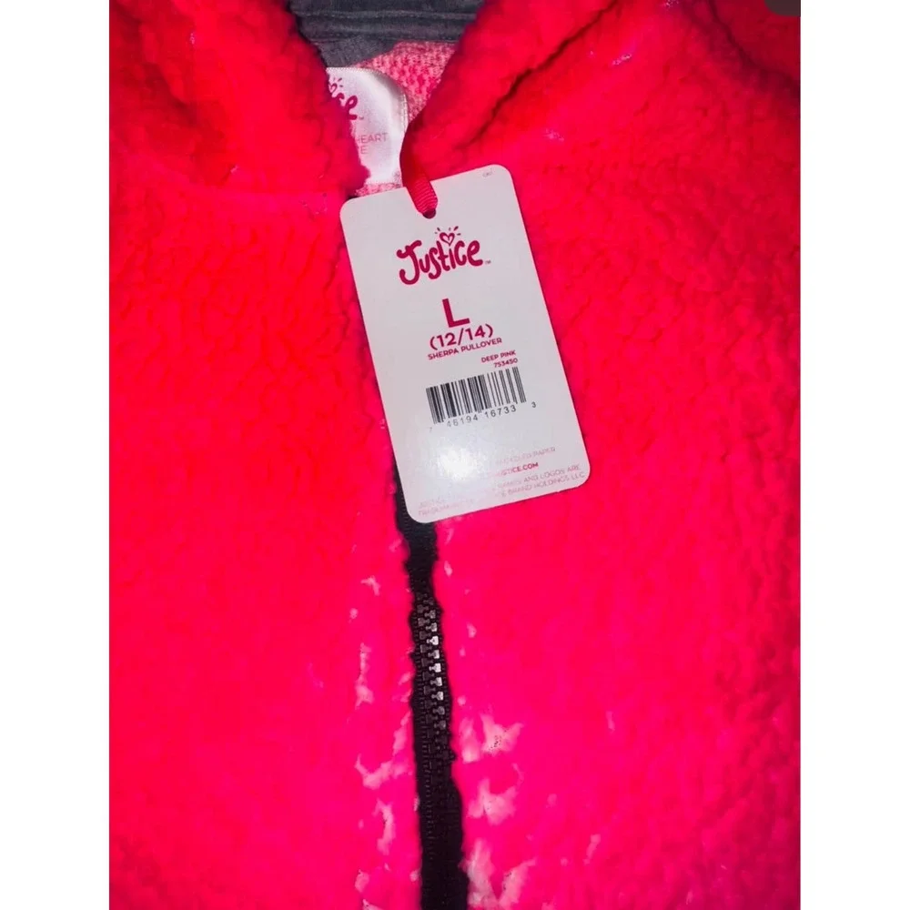 2 NWT Justice Girls Sherpa Pullover Hoodie Tie Dye Neon‎ Pink Yellow L 12 14